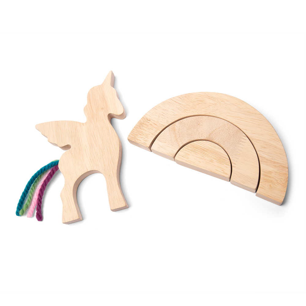 Wooden Unicorn Set, Activity Book & Sticker Set