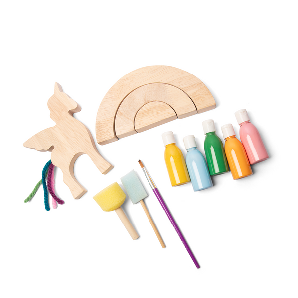 Wooden Unicorn Set, Activity Book & Sticker Set