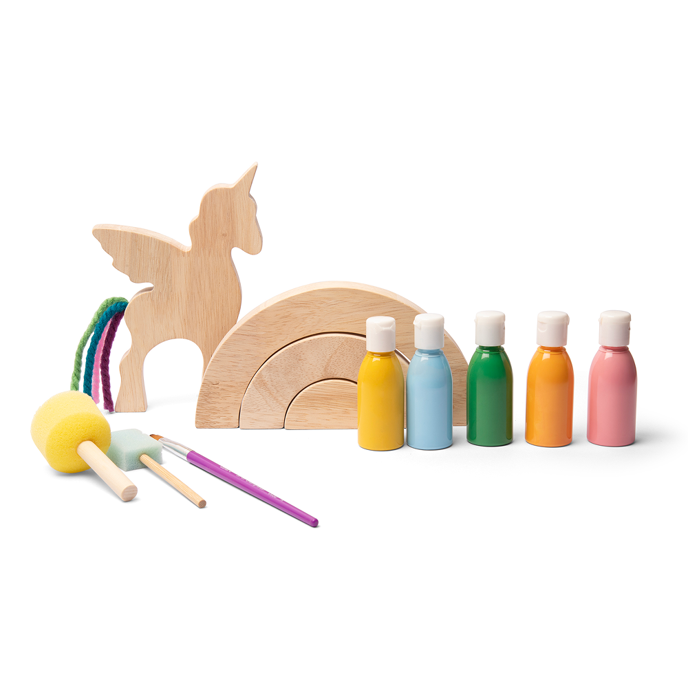 Wooden Unicorn Set, Activity Book & Sticker Set