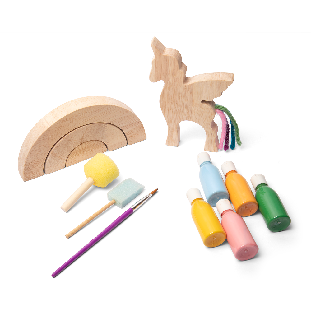 Wooden Unicorn Set, Activity Book & Sticker Set