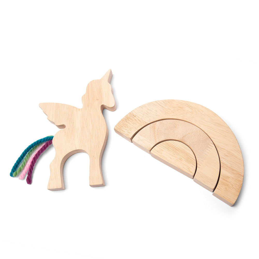 Wooden Unicorn Set, Activity Book & Sticker Set